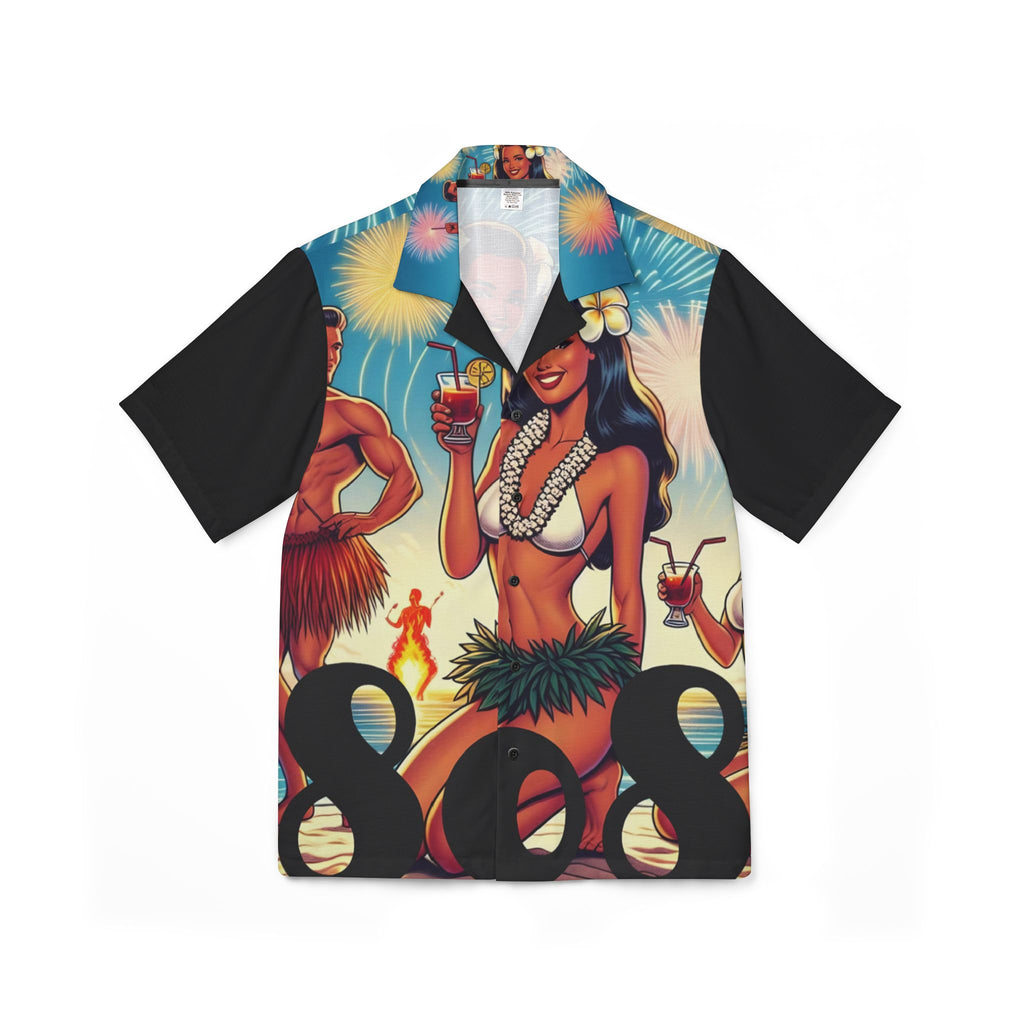 Waikiki Beach 808 Aloha Shirt - Men's Island Button Up - DialeD808Hi