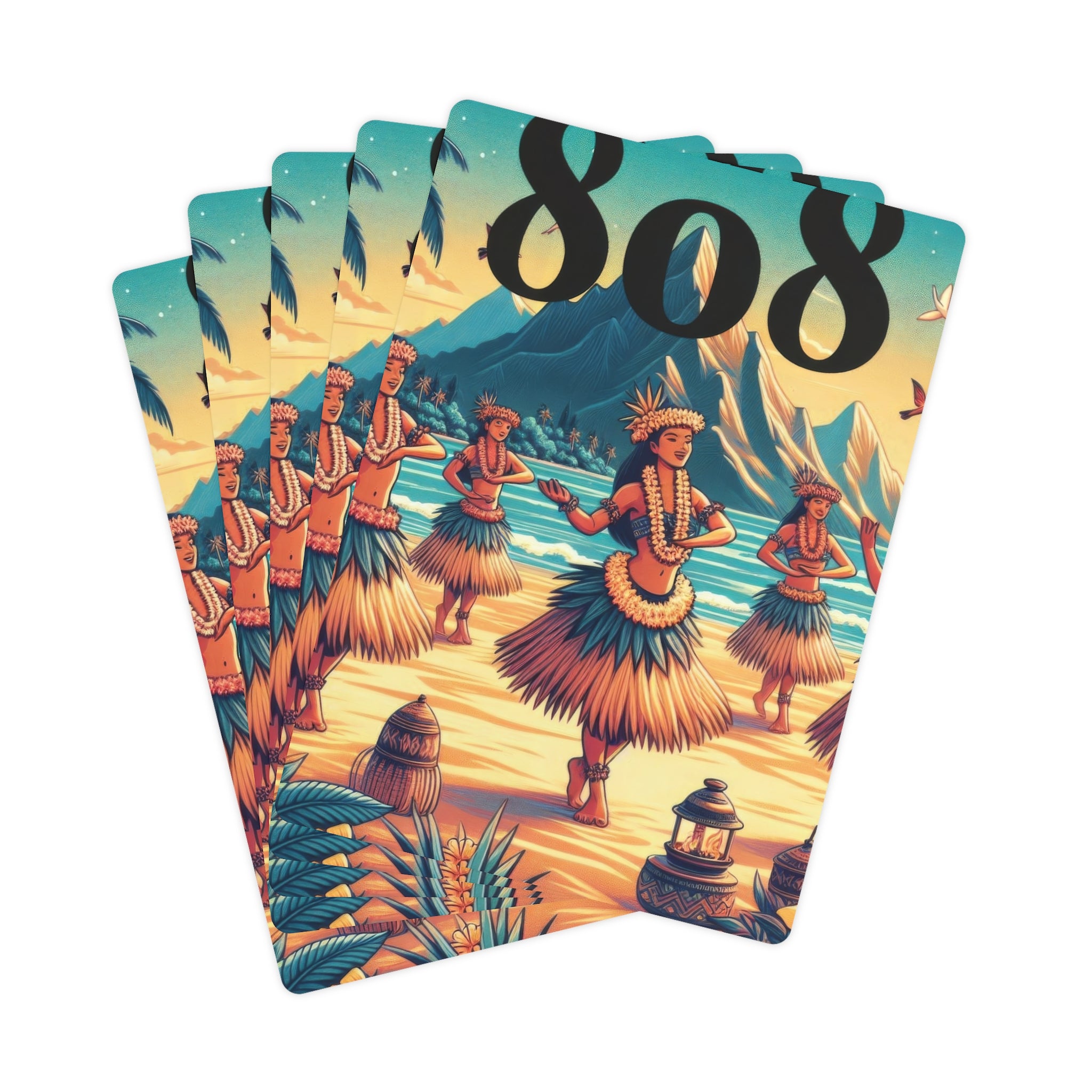 Hula Girl 808 Playing Cards - Island Poker Deck - DialeD808Hi