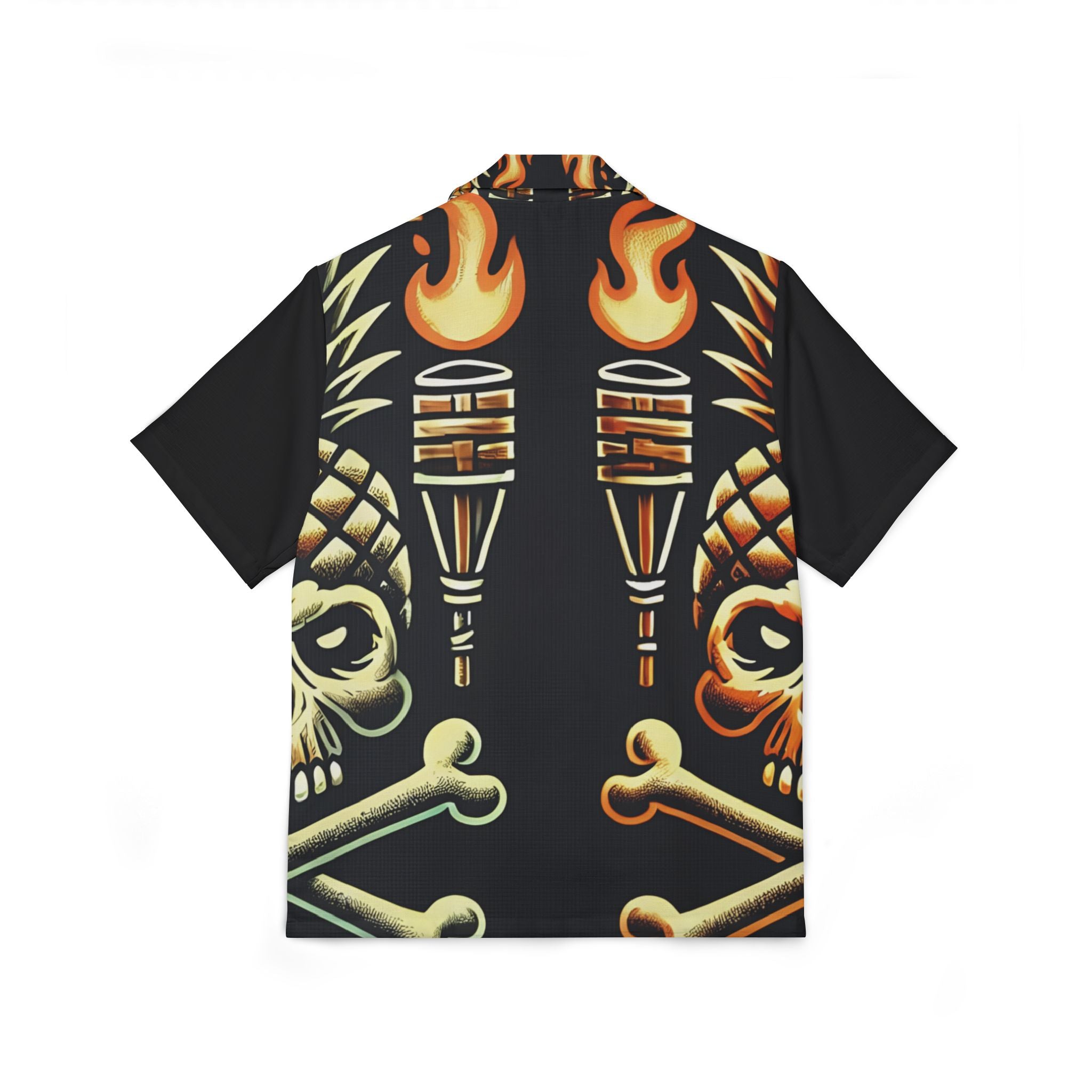 Tropical Gangstah 808 Aloha Shirt — Pineapple Skull & Tiki Torch Camp Shirt