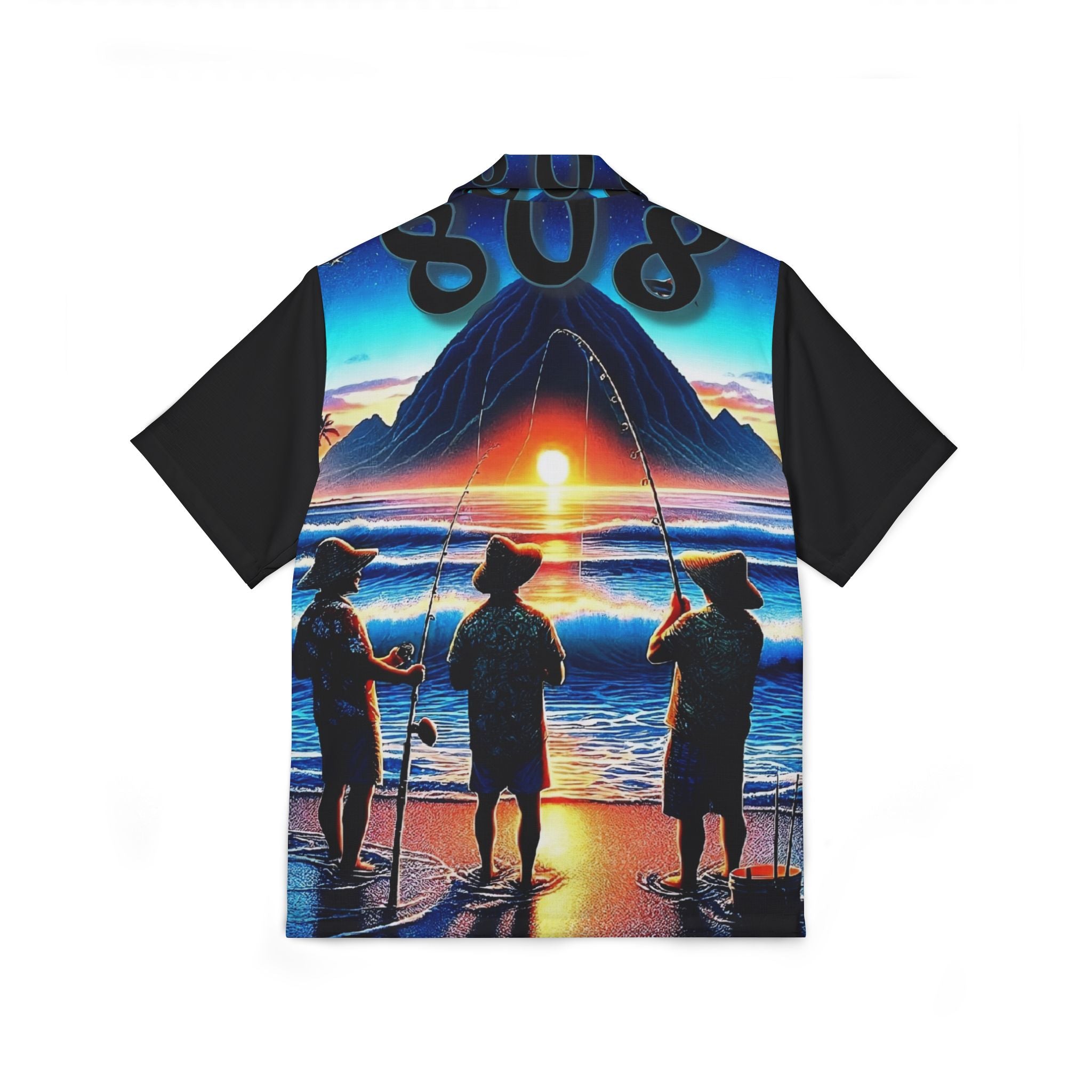 Out with the Guys 808 Aloha Shirt — Men's Hawai'ian Shorefishing Sunset