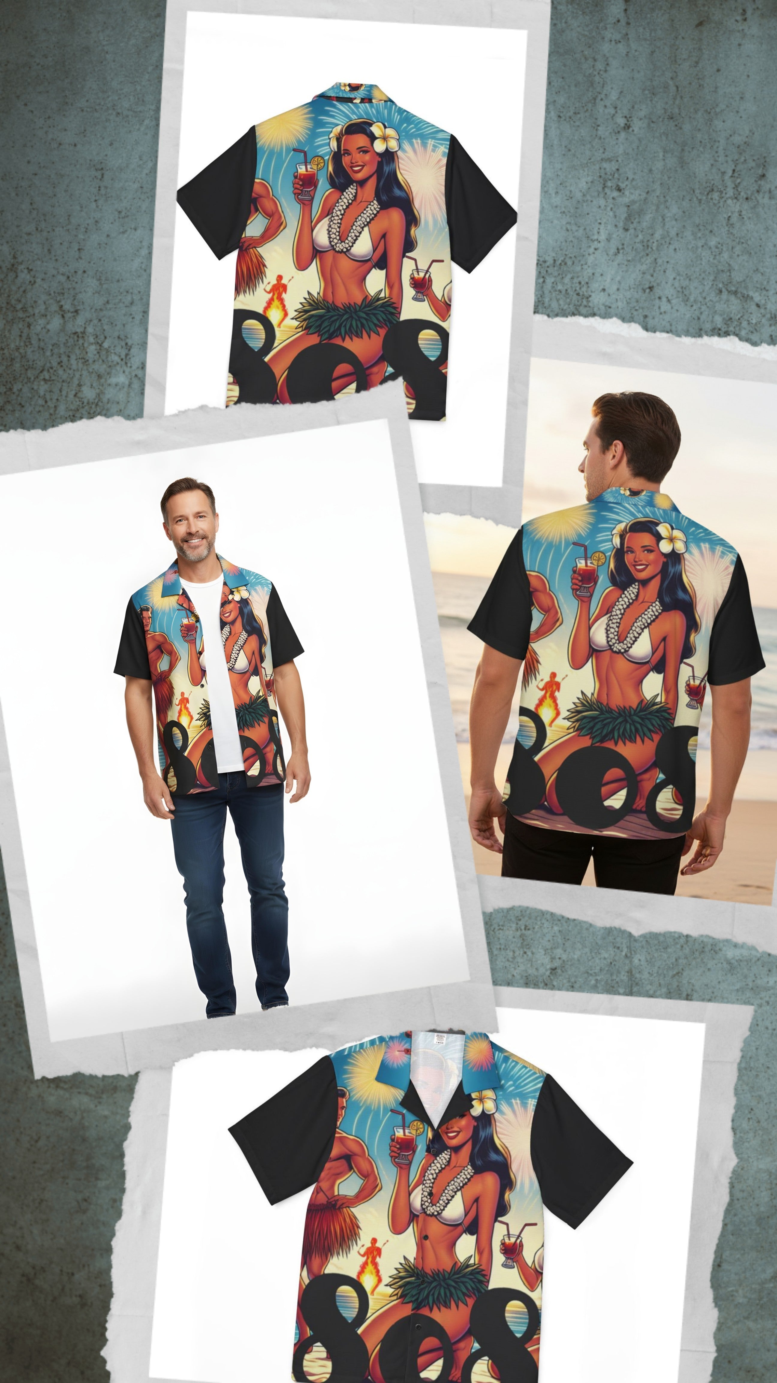Waikiki Beach 808 Aloha Shirt - Men's Island Button up