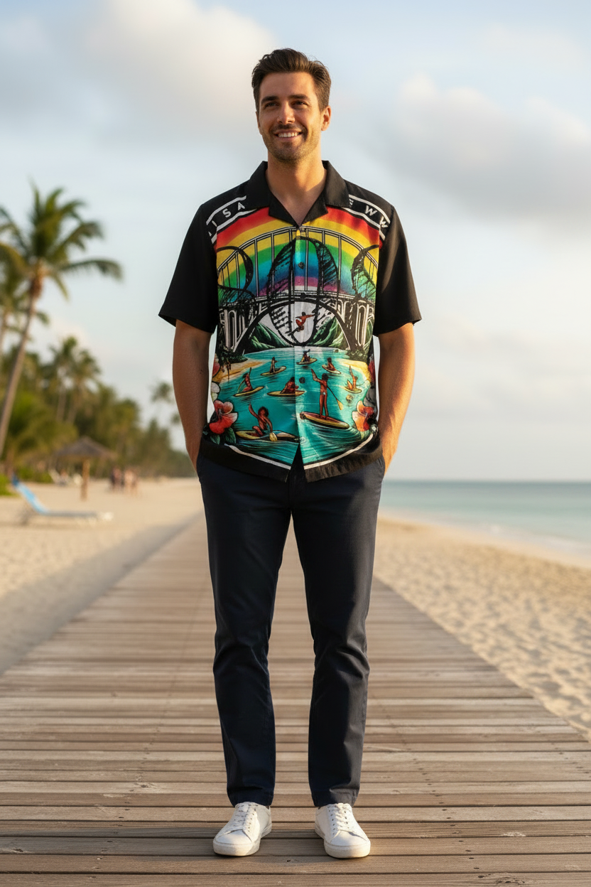Rainbow Bridge 808 Aloha Shirt - Men's Island Button up