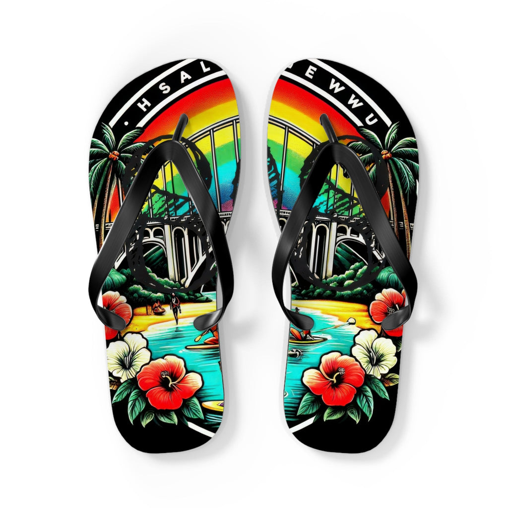 Rainbow Bridge 808 Island Slippahs - Unisex Graphic Flip Flops