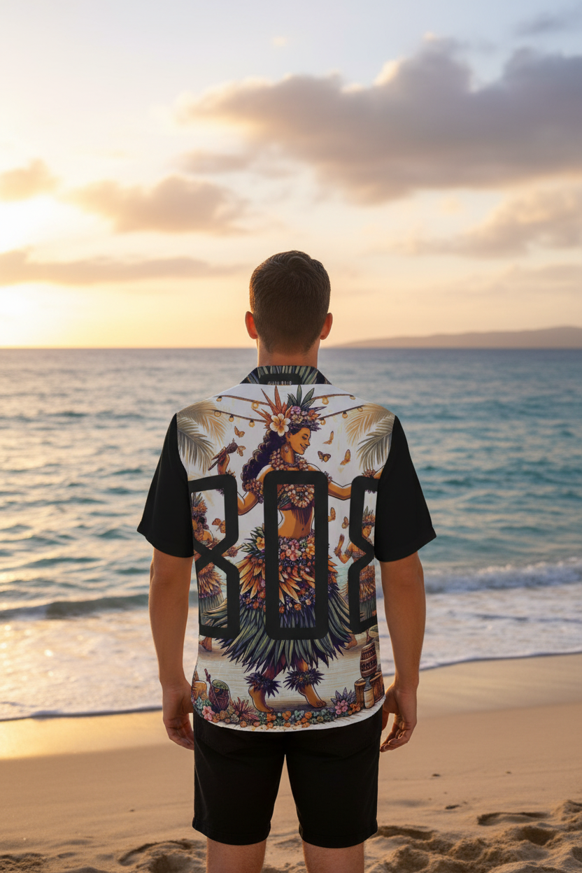 Hawai'ian Hula 808 Aloha Shirt — Men's Hula Print Camp Shirt