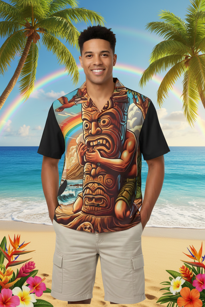 Tiki Totem 808 Aloha Shirt - Men's Island Button Up - DialeD808Hi
