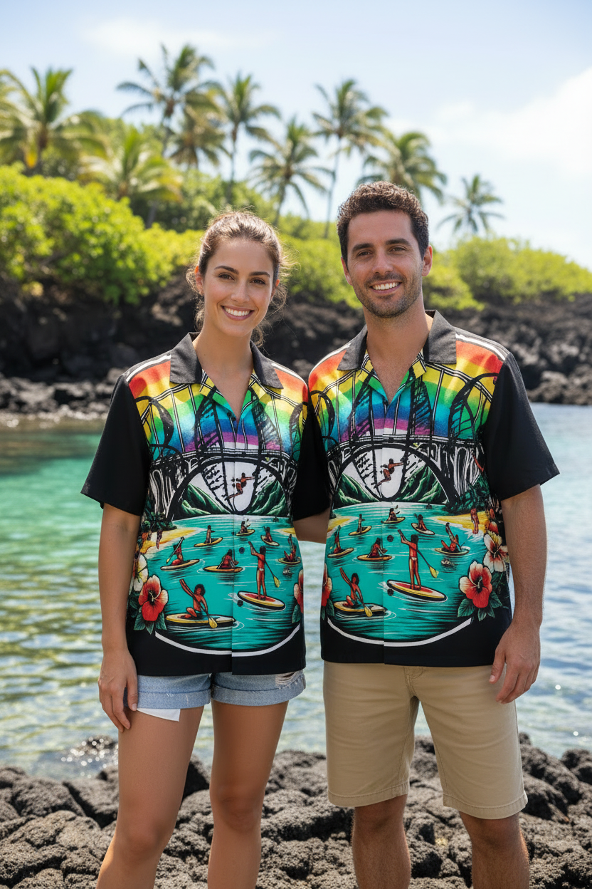Rainbow Bridge 808 Aloha Shirt - Men's Island Button Up - DialeD808Hi