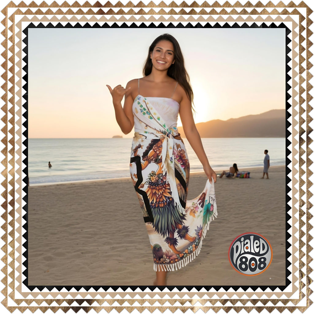Hawaiian Hula Oversized Pareo - Cover up in Swimwear