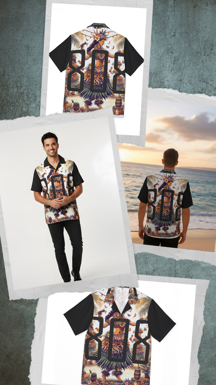 Hawai'ian Hula 808 Aloha Shirt — Men's Hula Print Camp Shirt