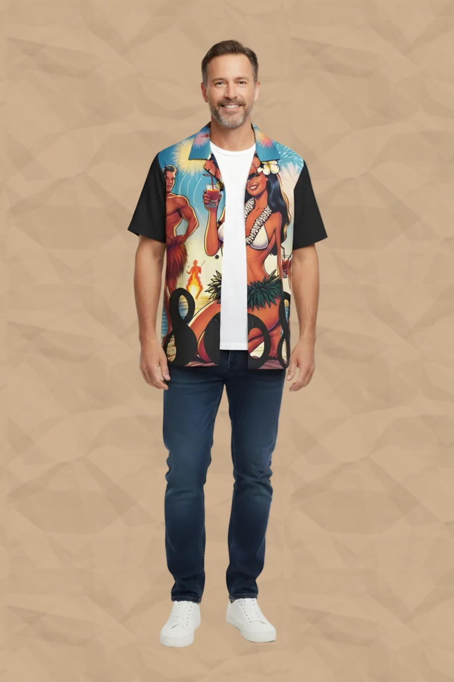 Waikiki Beach 808 Aloha Shirt - Men's Island Button up