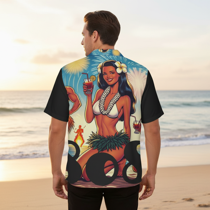 Waikiki Beach 808 Aloha Shirt - Men's Island Button up