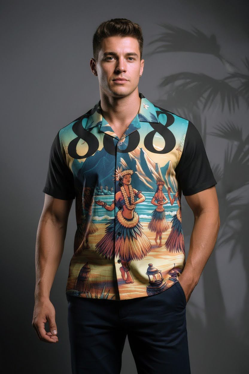 Hula Girl 808 Aloha Shirt - Men's Island Button up